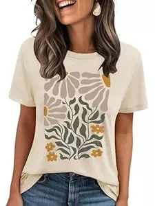 Cuptacc  Cuptacc Tshirt Damen Sommer Basic Shirt Oberteile Damen Rundhals Kurzarm Einfarbig Casual Top