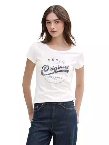 TOM TAILOR Denim T-Shirts Tom Tailor Denim Damen Basic T-Shirt mit Print