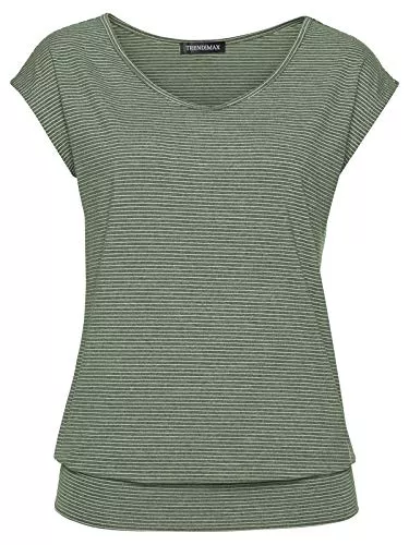 TrendiMax T-Shirts TrendiMax Damen T-Shirt Kurzarm Streifen Shirt Sommer Oberteil Casual Bluse Tops Basic Tee
