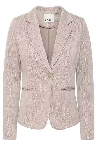 ICHI Blazer ICHI IHKATE Jacquard Damen Blazer Jackenklazer mit Reverskragen Paspeltaschen V-Ausschnitt 1-Knopf-Form leicht elastisch Slim fit