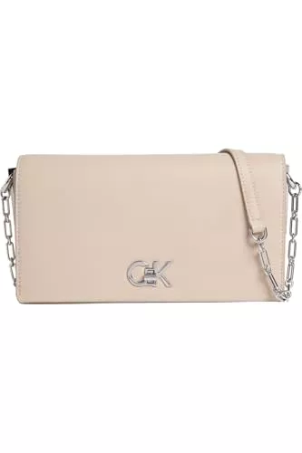 Calvin Klein Taschen & Rucksäcke Calvin Klein Damen Umhängetasche Mini Chain Bag mit Tragekette, Grau (Crockery), Einheitsgröße