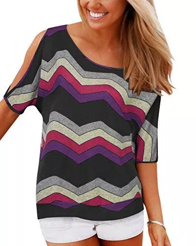 YOINS Kurzarmblusen YOINS T-Shirts Damen Kurzarm Sommer Top Schulterfrei Oberteil Damen Off Shoulder Carmen Shirt Feder