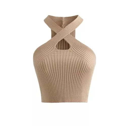 KOEMCY Tops KOEMCY Crop Tops Damen Crop Tank Tops Ärmellose Top Bauchfreie Crop Tops Knitted Tops Sexy Camisole Tank Top Casual Unterhemd