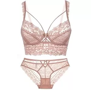 JianJud Unterwäsche & Dessous Bügel-Dessous-Set Damen-Spitzen-BH Und Panty-Set Bralette-Dessous 2-Teiliger Unsichtbarer Hebe-BH