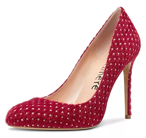 Castamere High Heels Castamere Damen Runde Zehen Geschlossen High Heels Elegant Pumps Stilettos 10CM Heel