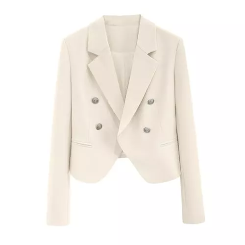 Generic Blazer Blaser Jacke Damen -Sweatblazer Sportlich Damen Freizeit im französischen Stil kurzärmeliges Kapuzenpullover-Sweatshirt den Pendelverkehr im Frühling und Herbst Partyausflug Jeans Röcken und Hosen