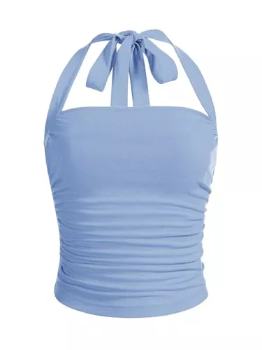 GORGLITTER Tops GORGLITTER Neckholder Top Damen Ärmellose Tops Schulterfrei Shirts Elegant Oberteile Sommertop