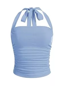 GORGLITTER Tops GORGLITTER Neckholder Top Damen Ärmellose Tops Schulterfrei Shirts Elegant Oberteile Sommertop