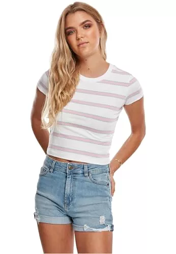 Urban Classics T-Shirts Urban Classics Damen Ladies Stripe Cropped Tee
