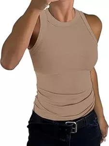 TrendiMax Tops TrendiMax Tank Top Damen Racerback Sommer Oberteile Gerippt Slim Fit Basic Shirt Ärmellos Sexy High Neck Tanktops Einfarbig