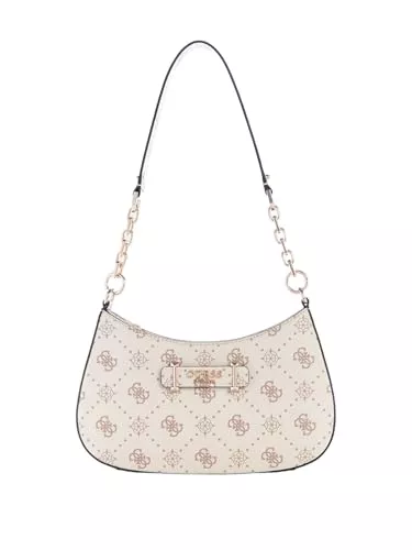 GUESS Taschen & Rucksäcke GUESS Schultertasche Carrie Logo Top Zip Shoulder Bag Vanilla Logo creme