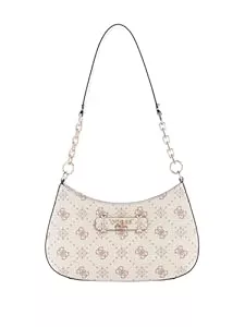 GUESS Taschen & Rucksäcke GUESS Schultertasche Carrie Logo Top Zip Shoulder Bag Vanilla Logo creme