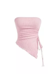 GORGLITTER Tops GORGLITTER Damen Tube Tops Trägerloses Top Schulterfrei Sommer Bandeau-Oberteil mit Asymmetrischem Saum