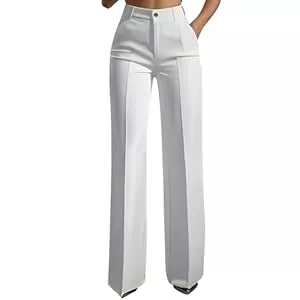 Generisch Hosen Anzughose Damen High Waist Hosen Weites Bein Stoffhose Elegante Marlenehose Palazzo Hose Straight Leg Damenhosen Business Outfit Schickes Bundfaltenhose Bootcut Damenhose Schwarze Stoffhosen Kleidung