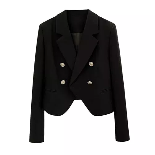 Generic Blazer Blaser Jacke Damen -Sweatblazer Sportlich Damen Freizeit im französischen Stil kurzärmeliges Kapuzenpullover-Sweatshirt den Pendelverkehr im Frühling und Herbst Partyausflug Jeans Röcken und Hosen