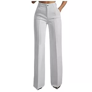 Generisch Hosen Generisch Anzughose Damen High Waist Hosen Weites Bein Stoffhose Elegante Business Hose Straight Leg Damenhosen Klassisch Stretch Kleidung Lässig Sommerhose Leicht Baggy Business Outfit