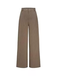 SOLY HUX Hosen SOLY HUX Damen Hose Elegant Anzughose Office Casualshose Gestreift Geradehose mit Taschen Stoffhose Weite Palazzon Hosen Business Outfits