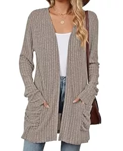 MYCOLORBLUE Strickjacken MYCOLORBLUE Strickjacken für Damen Elegant Cardigan Gestrickt Stretch Langarm Strickcardigan Tops mit Taschen