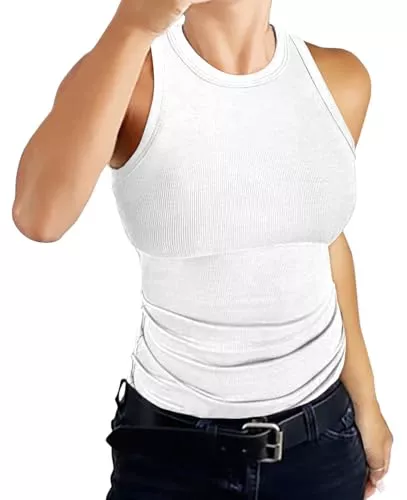 DUOEASE Tops DUOEASE Top Damen Sommer 2025 Basic High Neck Tanktop Gerippt Slim Fit Einfarbig Top