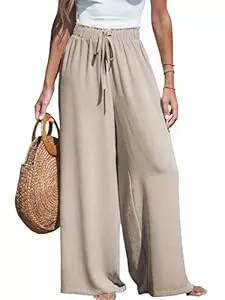 CUPSHE Hosen CUPSHE Damen Leichte Weite Hose, High Waist mit Kordelzug und Gummibund, Ganzjahrestaugliche Lange Hose