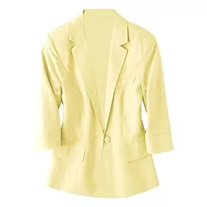 Mashaouyo Blazer Sakko Damen Elegantes Outfit Komplett Blazer 3/4 Arm Anzug Pieces Blazer Große Größen Longblazer Western Kostüm Jackett Blusenjacke Business Womens Jacket Kurzmantel Outdoor Übergangsjacke