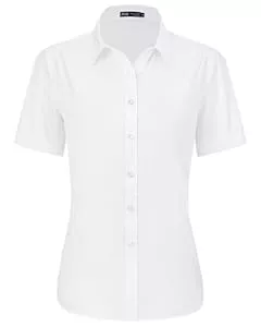 J.VER Hemdblusen J.VER Bluse Damen Kurzarm Casual Businessbluse Regular Fit Knitterfrei Bügelleicht Sommershirts mit Knopleiste Freizeithemd Tops