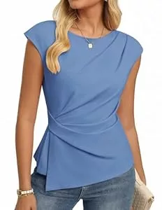 GRACE KARIN Ärmellose Blusen GRACE KARIN Tshirt Damen Sommer Elegante Flügelärmeln Business Bluse Slim Fit Shirt Wickelbluse Oberteile