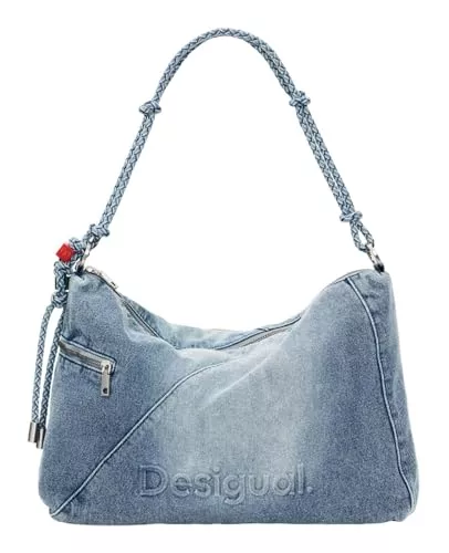 Desigual Taschen & Rucksäcke Desigual Schultertasche Umhängetasche Half Logo Leiria 2.0 Shoulder Bag Denim Raw blau