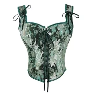 Ynport Crefreak Tops Ynport Crefreak Renaissance Korsett für Damen, Florales Overbust Bustier mit Schnürung im Rücken und Rundhalsausschnitt, Viktorianisches Steampunk Gothic Festival Oberteil