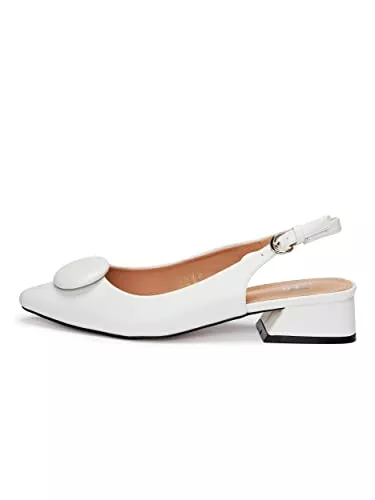 Rio Fiore Flache Schuhe Rio Fiore Pumps, Damen Slingpumps, 4 cm Blockabsatz, weiche Wildlederimitat/Kunstleder, Bequeme Pumps mit Absatz, Weiß/Schwarz/Weinrot/Beige/Blau/Gelb/Taupe, Slingbacks, Rückengurt, ML682-0716