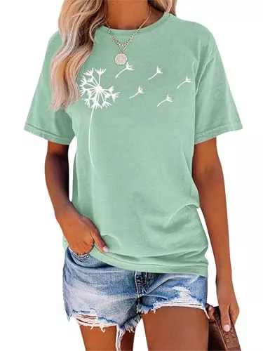 Tomwell T-Shirts Tomwell T-Shirt Damen Rundhals Kurzarm Grafik Druck Tshirt Sommer Oberteil Sport Shirt