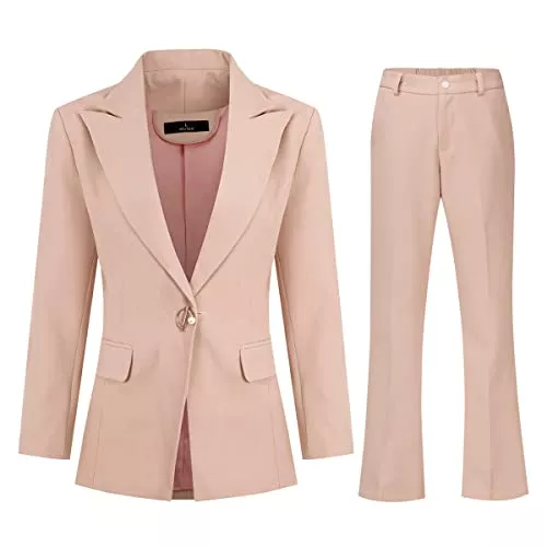 YUNCLOS Kostüme YUNCLOS Damen Anzughosen Set Business Slim Hosenanzüge Office Lässig Outfit Slim Blazer Lange Ärmel Elegant Zweiteiler