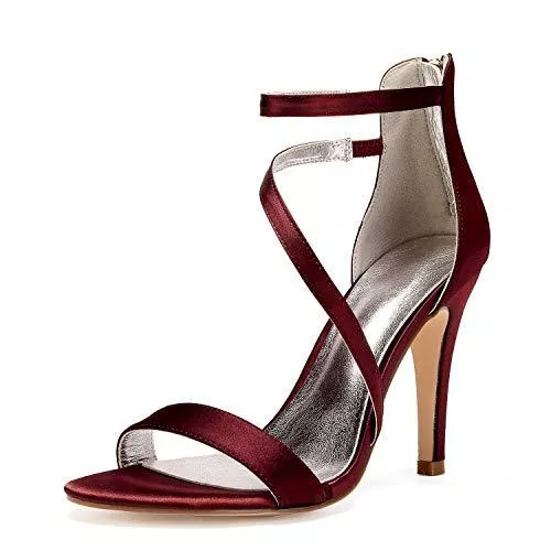 L@YC Sandalen & Slides Frauen Open Toe Cross Tie Schnalle Bequeme High Heels Hochzeitsschuhe Pointed Toe Lace Brautschuhe