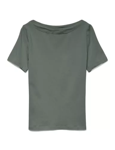VERO MODA T-Shirts VERO MODA Damen Einfarbiges Stretch T-Shirt Basic Top Kurzarm Oberteil mit U-Boot-Ausschnitt VMPANDA