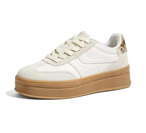 LUCKY STEP Sneaker & Sportschuhe LUCKY STEP Plateau-Sneakers Damen, Retro-Stil mit Dicker Gummisohle, Bequem für Tennis, Skate und Training, Klassische Walking-Schuhe im lässigen Streetwear-Look