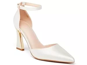 Coutgo High Heels Coutgo Damen Geschlossene Spitze Zehen Pumps Schnallen Ankle Strap D'Orsay Heels Elegante Dressu Schuhe