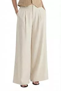 Arach&amp;Cloz Hosen Arach&amp;Cloz Damen Hosen Leinen Blend Business Work Hose Weites Bein Damenhose mit Taschen Stoffhose Freizeithose