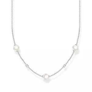 THOMAS SABO Schmuck THOMAS SABO Damen Kette Perlen mit weißen Steinen 925 Sterlingsilber KE2120-167-14-L45V