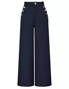 GRACE KARIN Hosen GRACE KARIN Weite Hosen für Damen,Business-Stretchhosen,Dekorativen Knöpfen Hohe Taille Arbeitshose mit Taschen