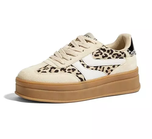 LUCKY STEP Sneaker & Sportschuhe LUCKY STEP Plateau-Sneakers Damen, Retro-Stil mit Dicker Gummisohle, Bequem für Tennis, Skate und Training, Klassische Walking-Schuhe im lässigen Streetwear-Look
