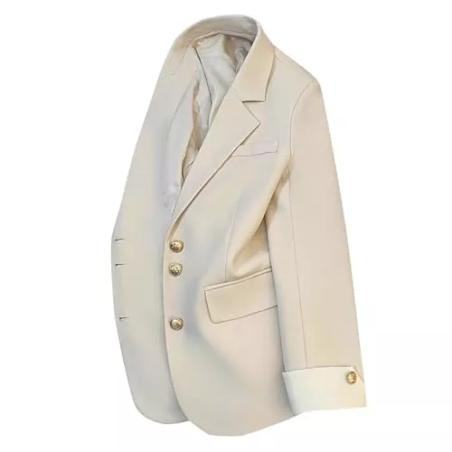 Generisch Blazer Generisch Damen Elegant Langarm Blazer Sakko Einfarbig Revers Geschäft Büro Business Casual mit Tasche