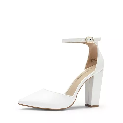 DREAM PAIRS High Heels DREAM PAIRS Damen Coco High Heels Chunky Block Pumps Spitzeschuh Geschlossene Zehen Knöchelriemen Abendkleidung Schuhe