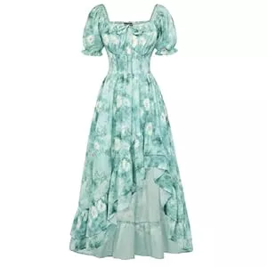 SCARLET DARKNESS Freizeit Scarlet Darkness Cottagecore Corset Dress Flowy Chiffon Floral Dresses for Women