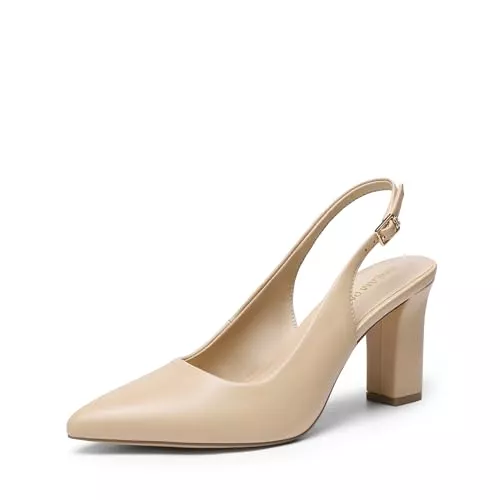 DREAM PAIRS High Heels DREAM PAIRS Damen Slingback-Absätze Chunky Blockabsätze Spitz zulaufende geschlossene Pumps Bequeme Arbeits- und Büroschuhe Party Brautschuhe