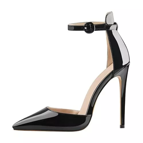 blingqueen High Heels blingqueen Damen Spitze High Heels Riemchenpumps Stiletto Pumps mit Riemchen Schnalle