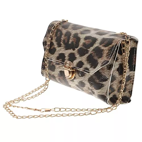 BESTYASH Taschen & Rucksäcke BESTYASH Quadratische Tasche Damen Aus Pu-material Mit Leopardenmuster-druck Lässige Umhängetasche Mit Metallkette-schultergurt Kleine Tasche Für Handy Geldbörse Visitenkarten