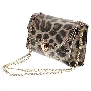 BESTYASH Taschen & Rucksäcke BESTYASH Quadratische Tasche Damen Aus Pu-material Mit Leopardenmuster-druck Lässige Umhängetasche Mit Metallkette-schultergurt Kleine Tasche Für Handy Geldbörse Visitenkarten