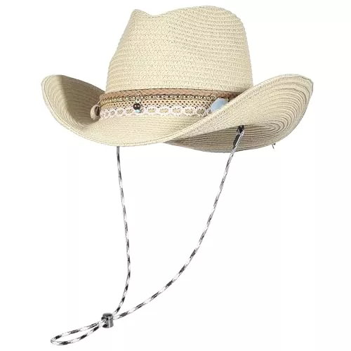 EOZY Hüte & Mützen EOZY Damern Strohhut Breite Krempe Cowboyhut Sommer Sonnenhut Strandhut