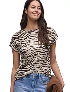 Street One T-Shirts Damen T-Shirt mit Rundhals und Knopfdetails