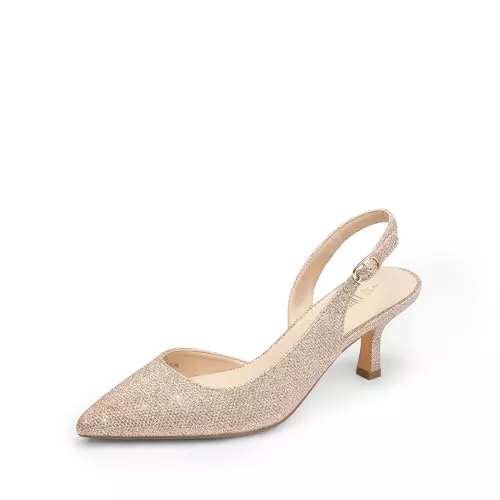 DREAM PAIRS High Heels DREAM PAIRS Damen Kitten Heels Slingback Geschlossene Spitzzehen Niedrige Pumps Schuhe Frauen Party Brautschuhe